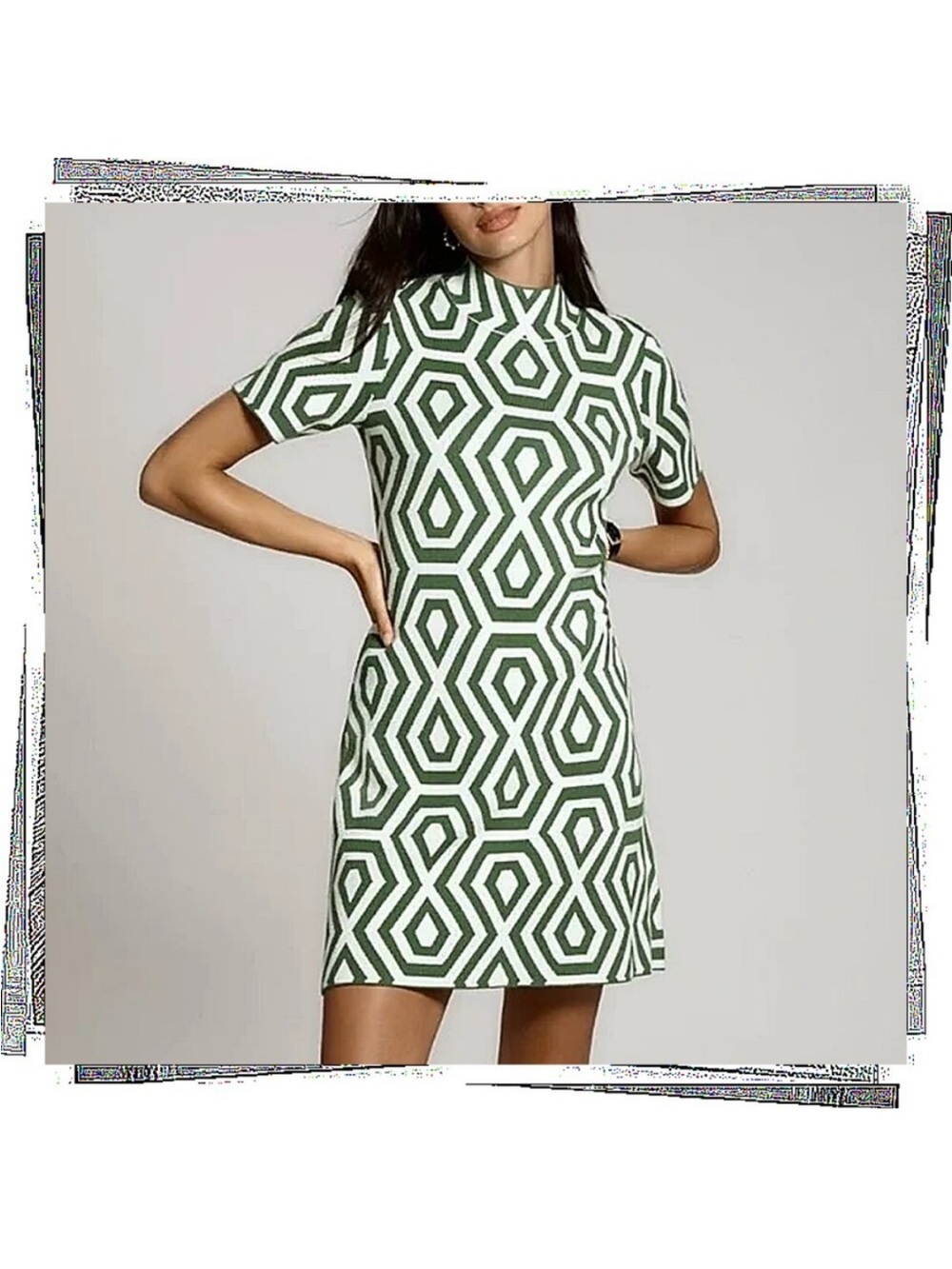 Anthropologie Nina Short-Sleeve Mock-Neck Mod Sweater Mini Dress